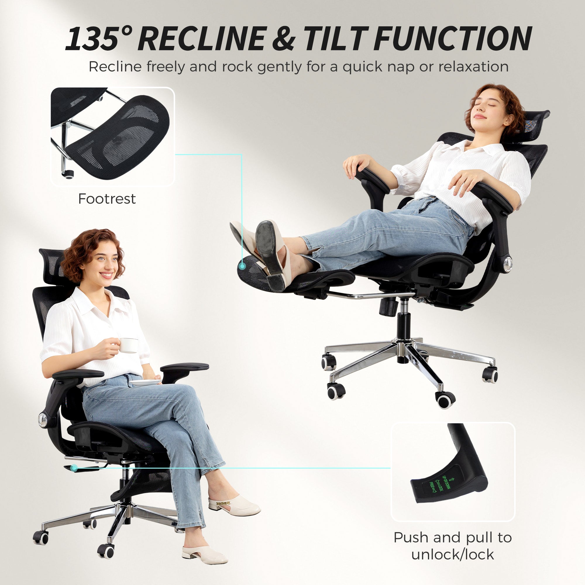 Ergonomic Office Chair, High Back Mesh Desk Chair, Black