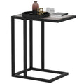 C Shape Bedside Table with Metal Frame Marble-Effect Top Narrow Snack End Table - Grey