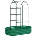 Galvanised Raised Garden Bed with Arched Trellis, 5 x 3 x 6ft Metal Raised Bed for Garden with Open Bottom, Green
