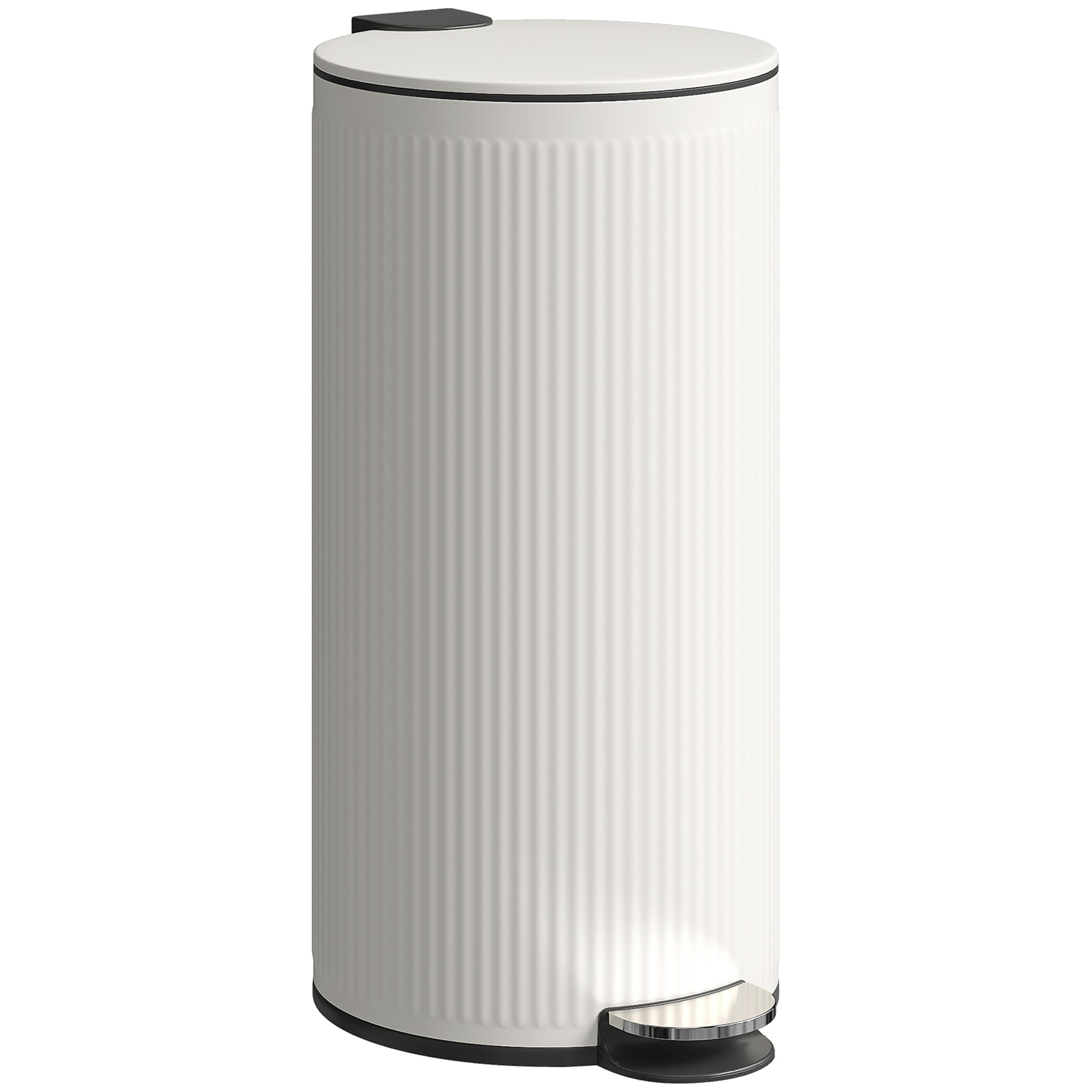 Kitchen Bin, 30 Litre Pedal Rubbish Bin with Removable Bucket, Cream