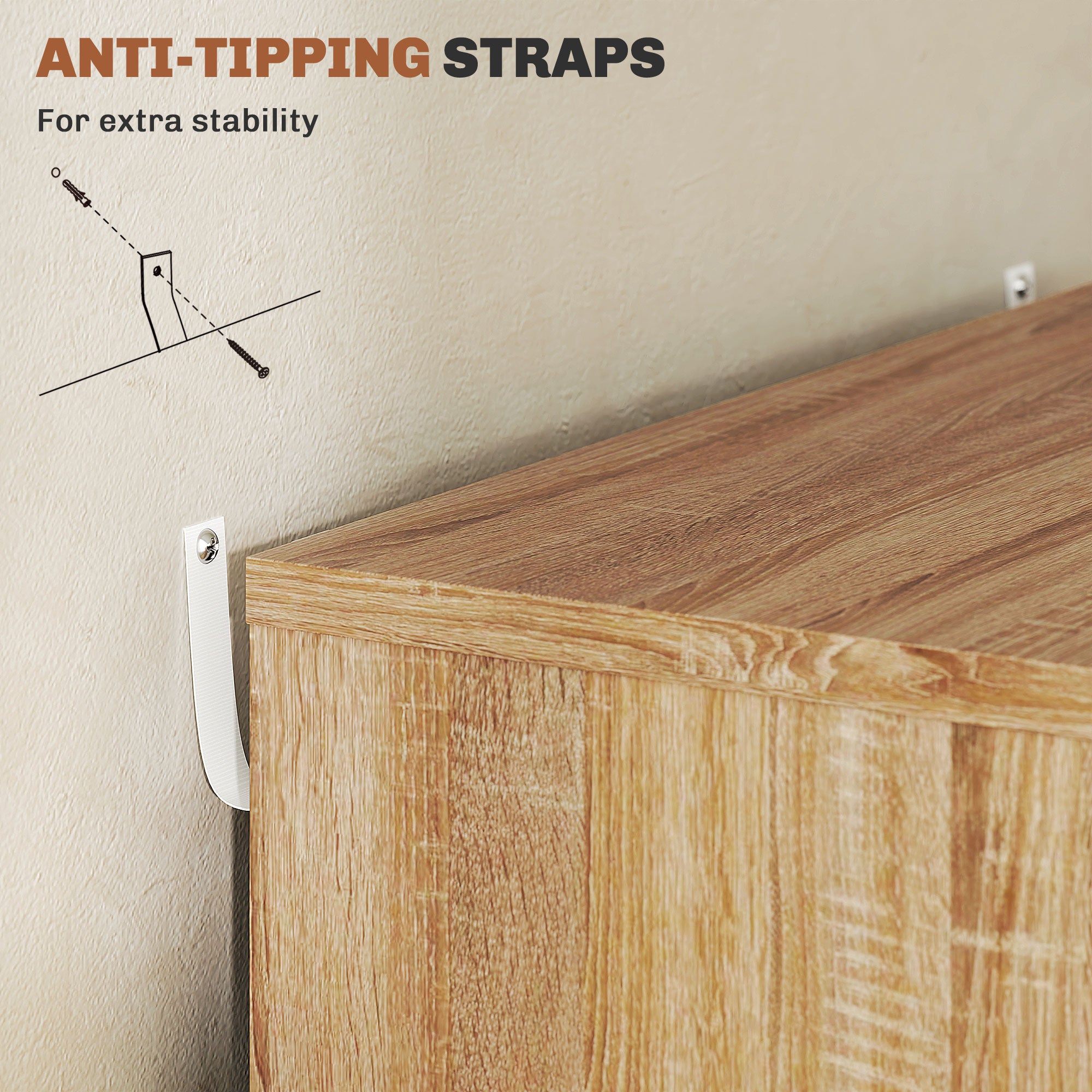 Five-Drawer Filing Cabinet, with Wheels - Oak Brown