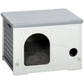 Cat House Stackable Pet Shelter with Removable Cushion for Indoor Outdoor Use Grey