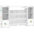 Kids Toy Organizers and Storage with 8 Removable Storage Bins and Bookshelf, White