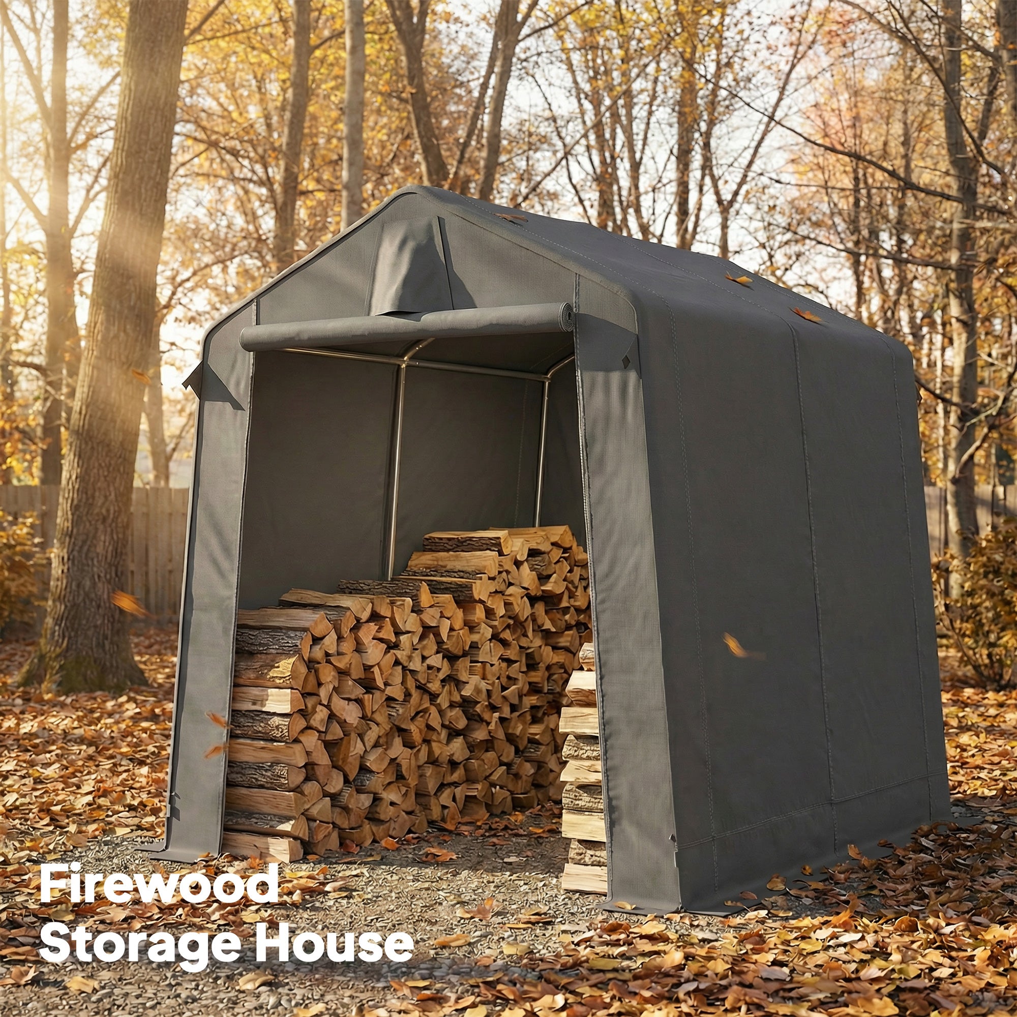 7.5 x 6.2 ft Outdoor Garden Storage Shed, Waterproof Bike Tent with Roll-Up Zipper Door and Vent, Dark Grey