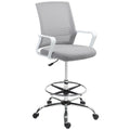 Ergonomic Draughtsman Mesh Drafting Chair with Lumbar Support & Adjustable Foot Ring - Grey