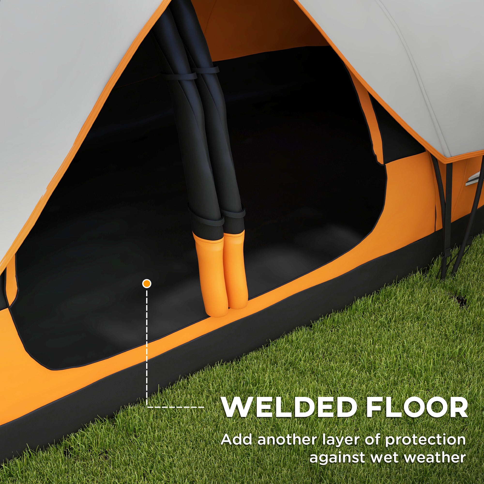 Six-Man Camping Tent with Two Rooms and Rainfly – Orange