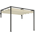 2 x 3m Lean To Steel Pergola with Sliding Fabric Canopy - Khaki