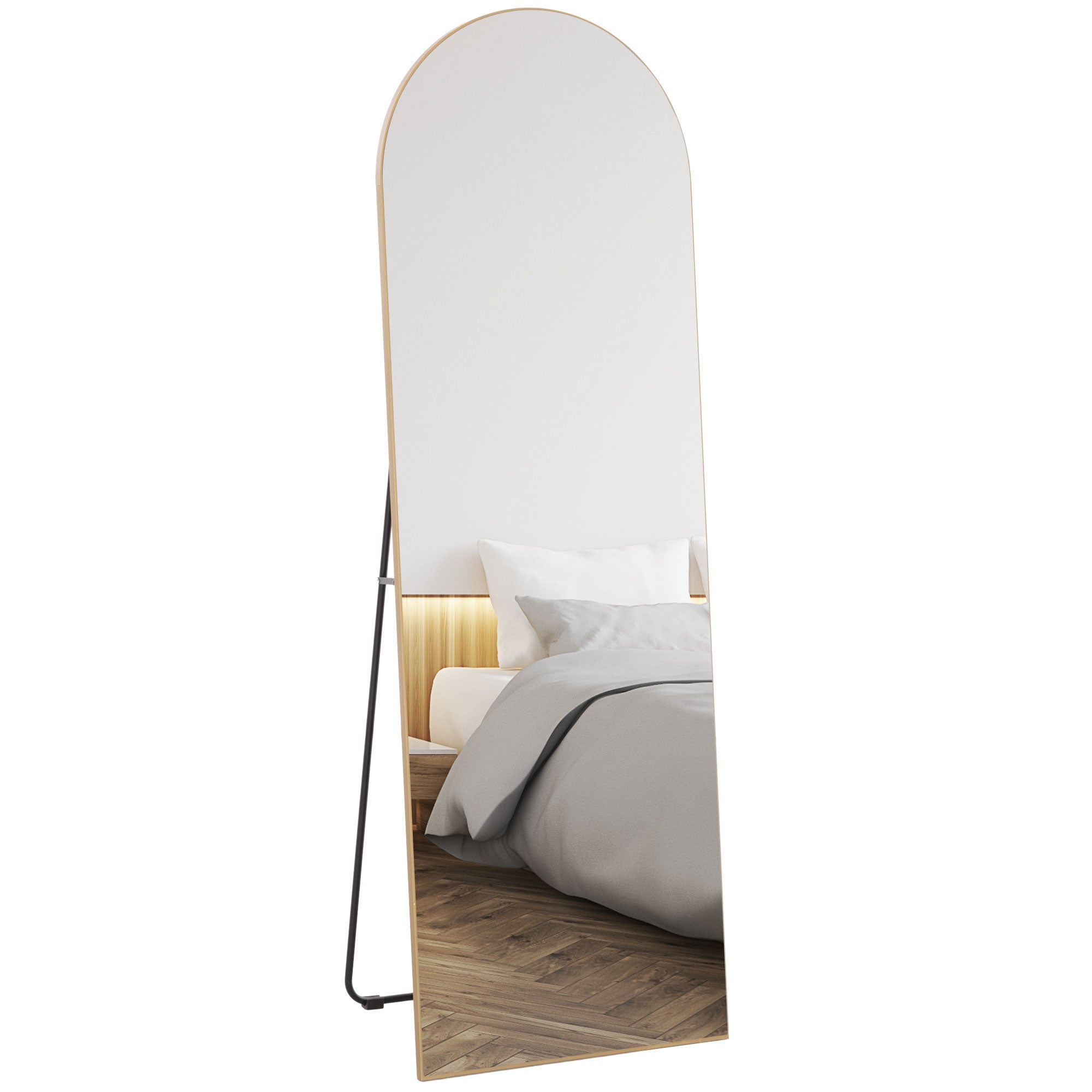 150cm Arched Full Length Mirror - Gold Tone