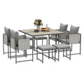 9 Piece Steel Frame Garden Dining Set with Cushions - Grey