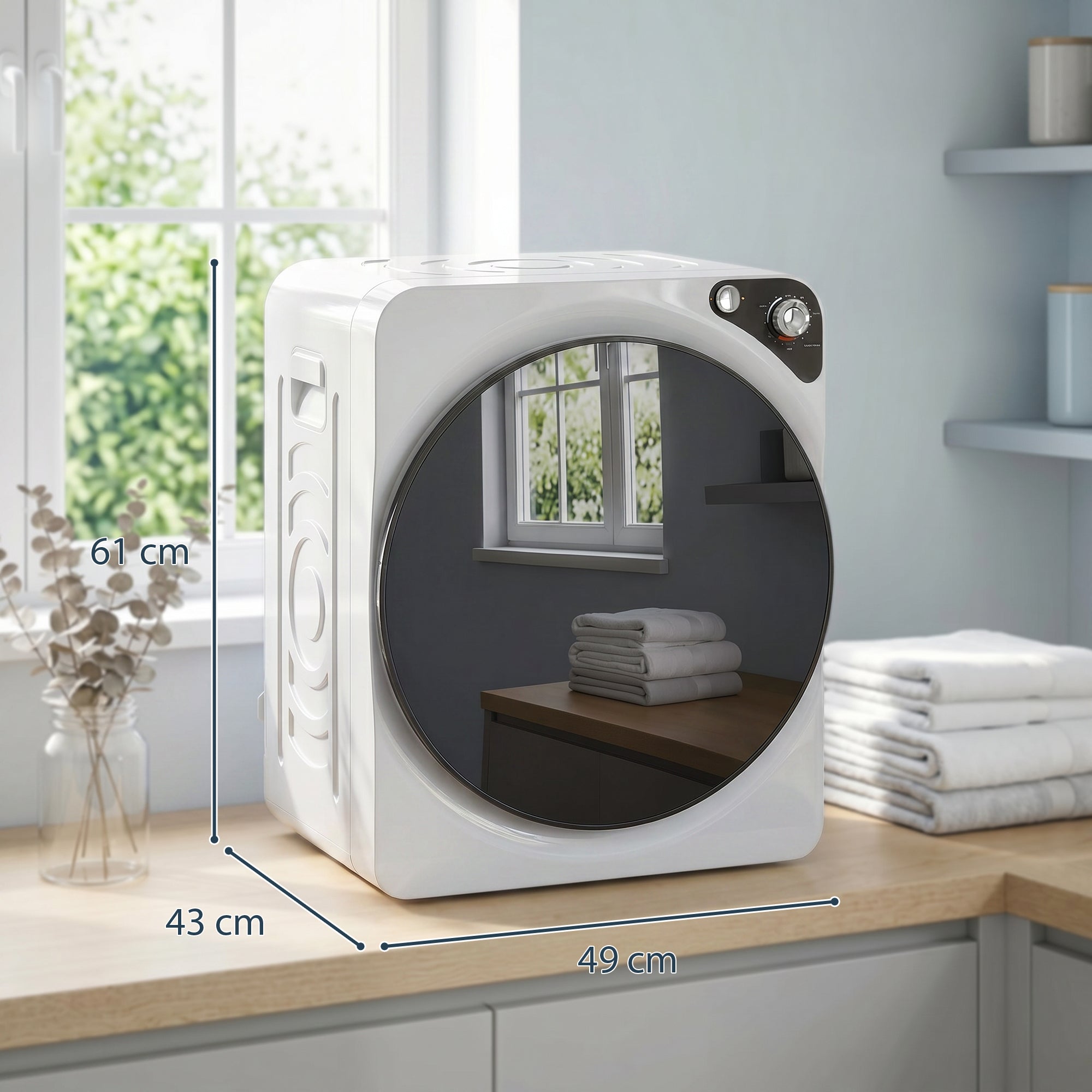 5kg Vented Tumble Dryer, 1000W Compact Tumble Dryer with 5 Drying Modes, Stainless Steel Tub, White