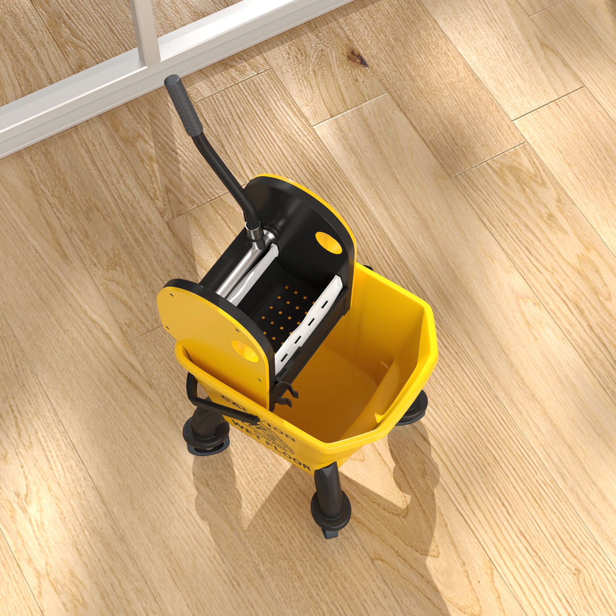 26 Litre Mop Bucket, with Wringer and Mop - Yellow