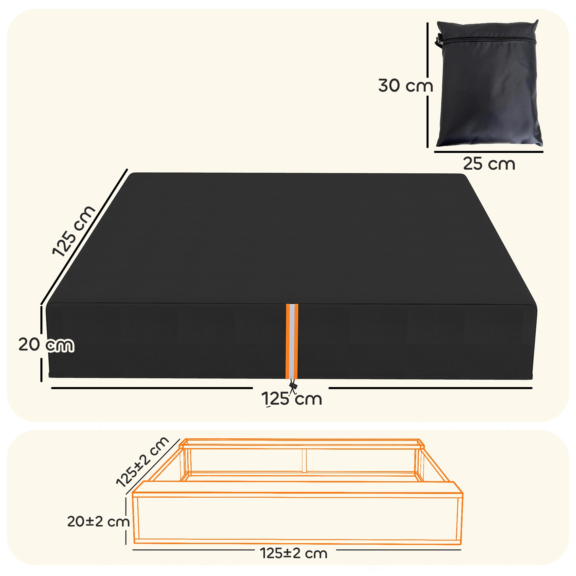 Sandbox Cover, Square Sandpit Cover Waterproof Dustproof UV Protection, Sandbox Canopy with Drawstring and Elastic Band