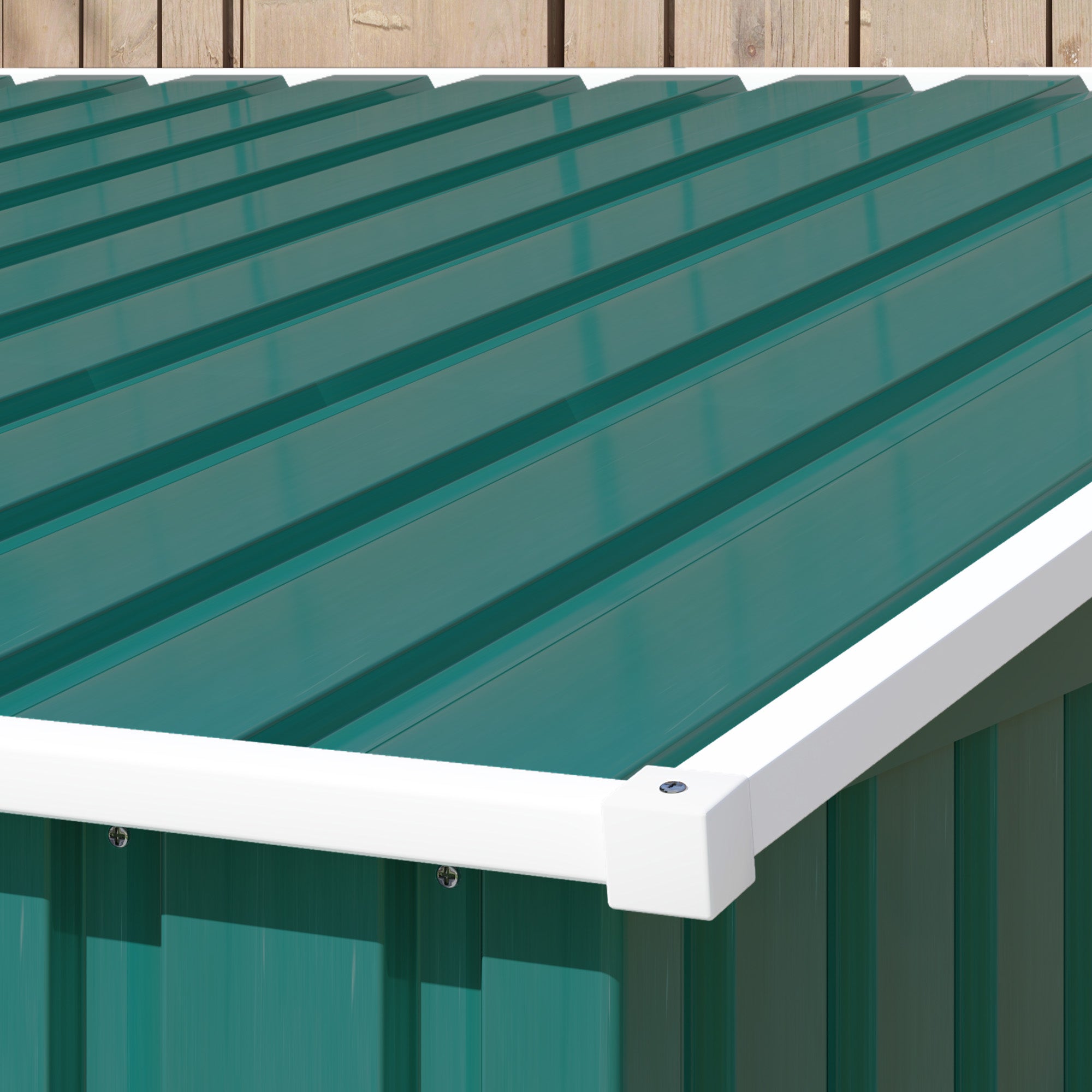 7 x 5ft Galvanised Metal Shed with Sliding Door and Ventilation - Green