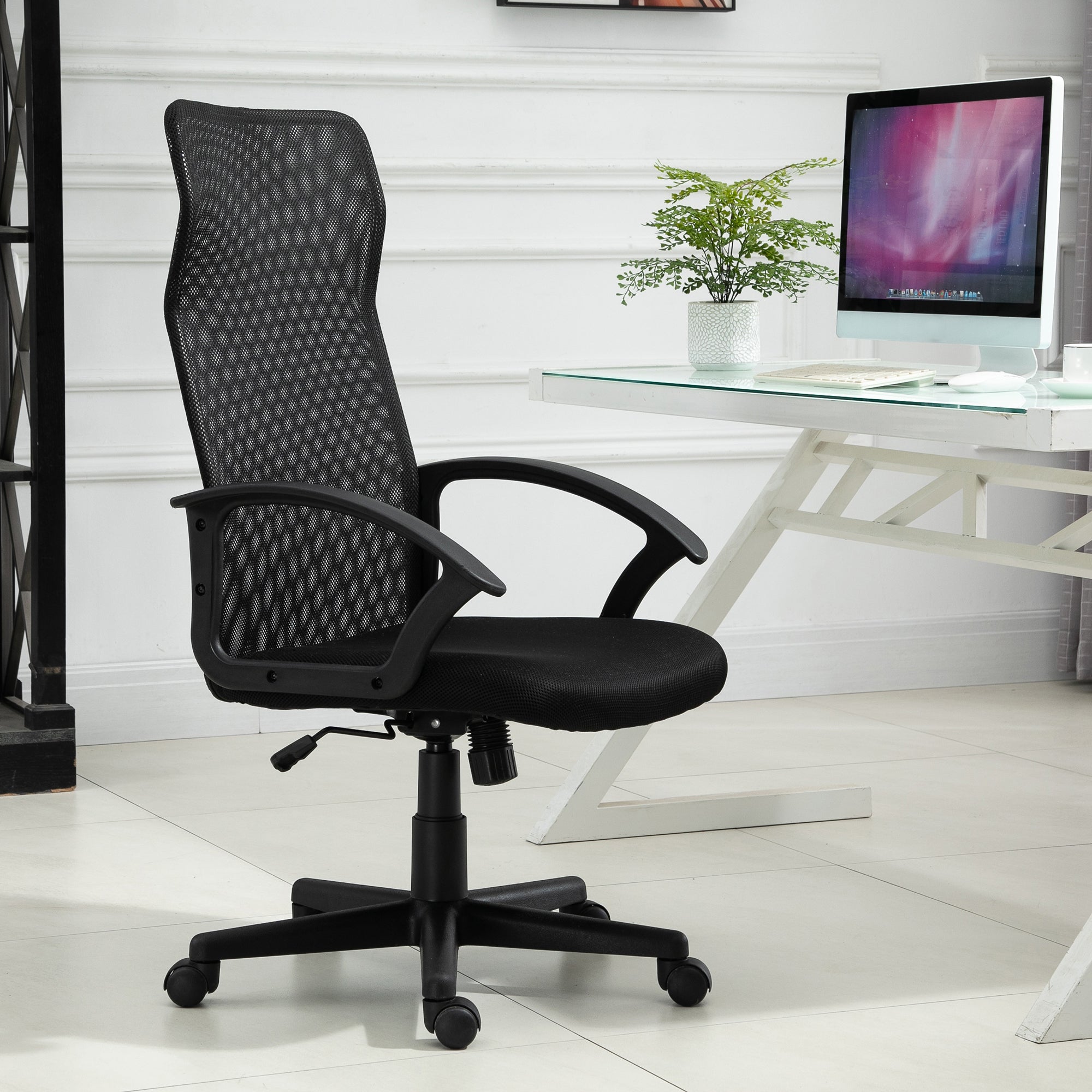 Plastic High Back Home Office Chair Black