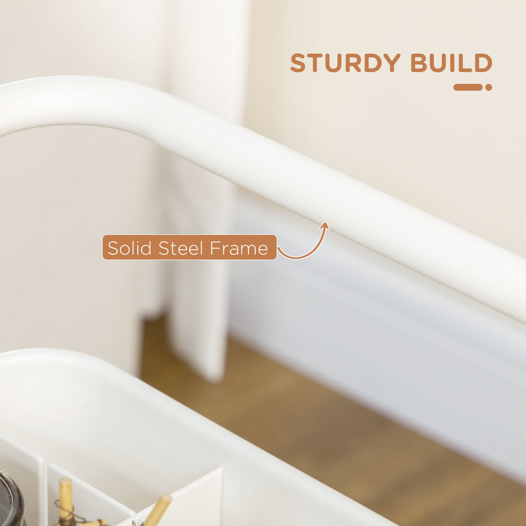 Three-Tier Home Trolley, with Handle and Wheels - White