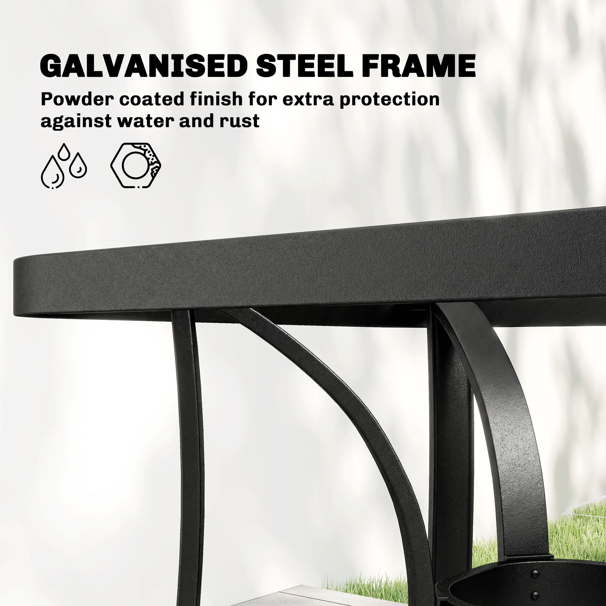 Garden Dining Set for 4 with Umbrella Hole, Stackable Chairs and Rectangular Glass-Top Outdoor Table, Light Grey