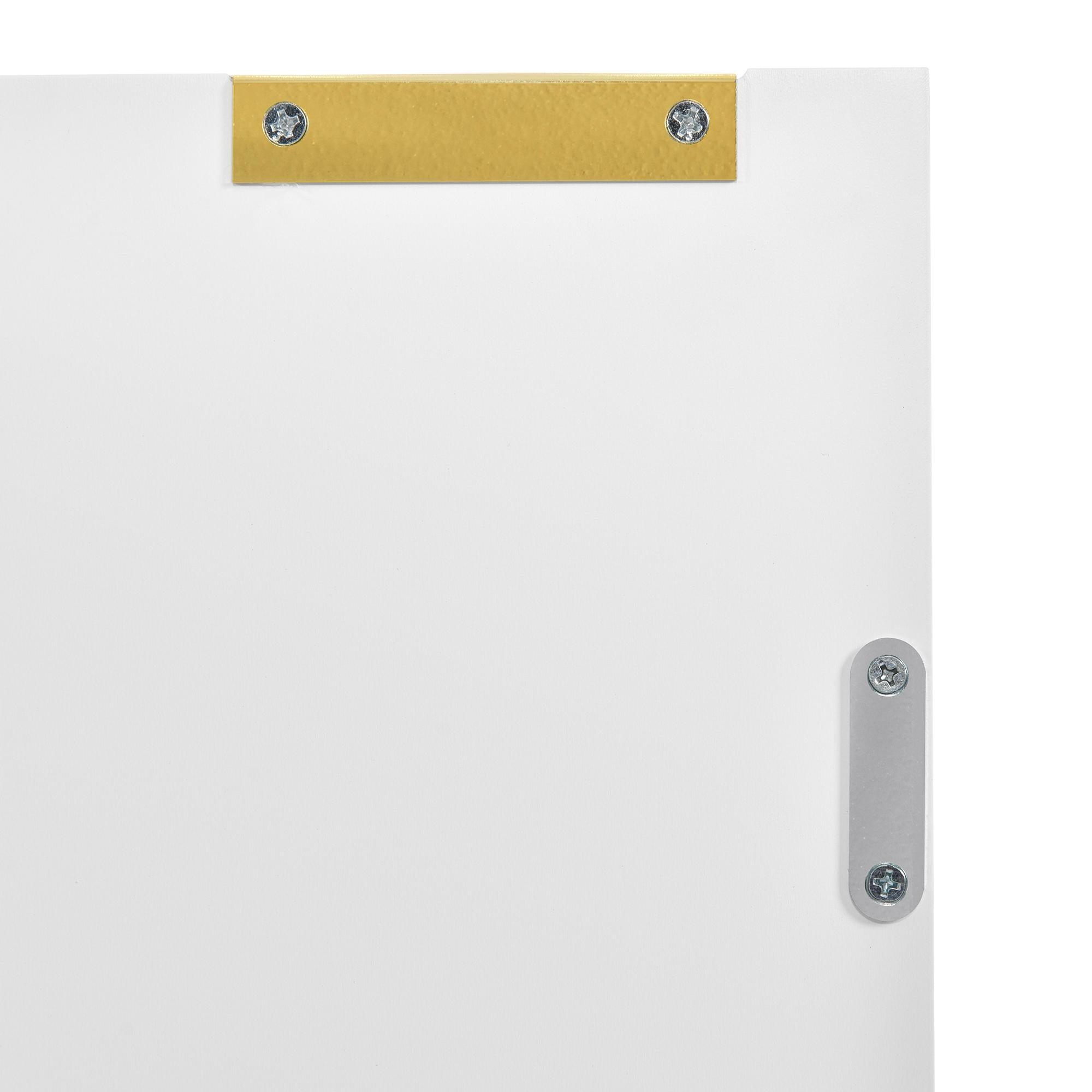 Modern Lacquered Chest of Drawers with Handles and Rounded Corners, Cabinet with 2 Layers, 6 Compartments, 127L x 45W x 75H cm, White