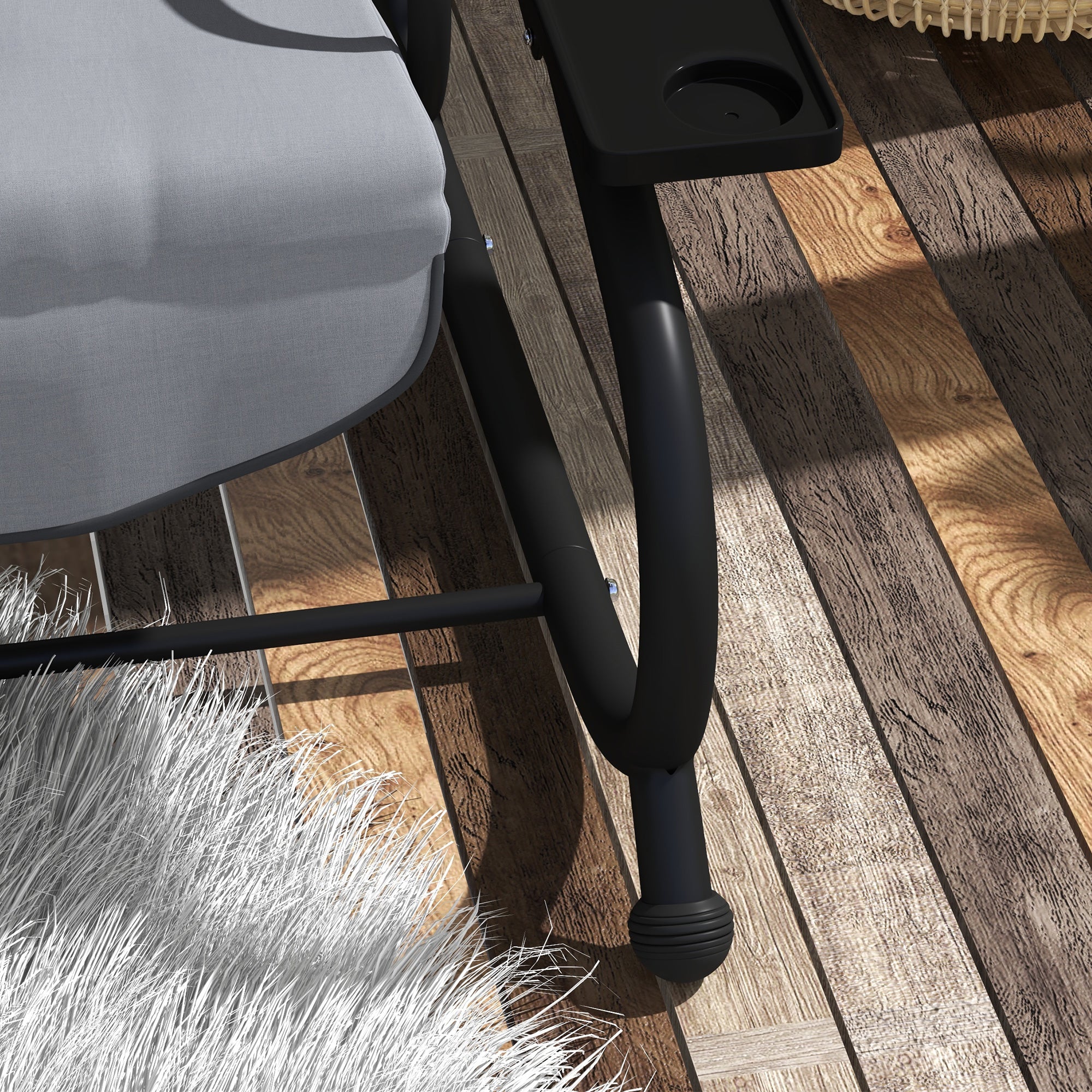 Three-Person garden Swing Chair, with Adjustable Canopy - Dark Grey