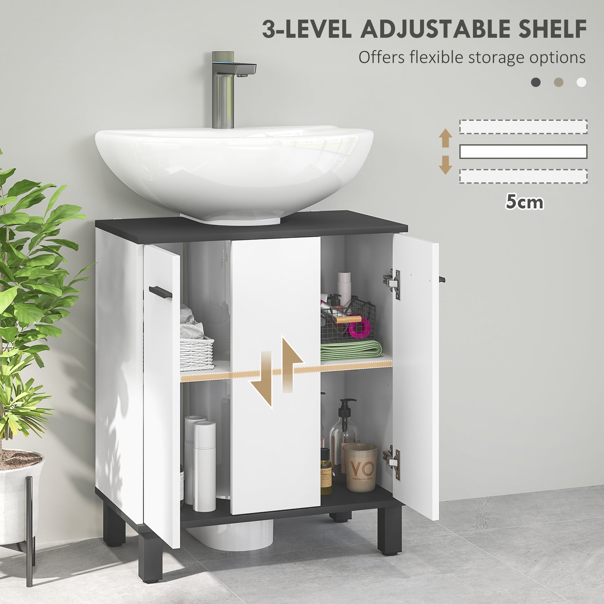 Modern Under-Sink Bathroom Cabinet - High Gloss White