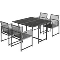 5 Pieces Garden Dining Set, Outdoor Patio Cube Set, 4 Seater Outdoor Table and Chairs with Foldable Backrest, Light Grey