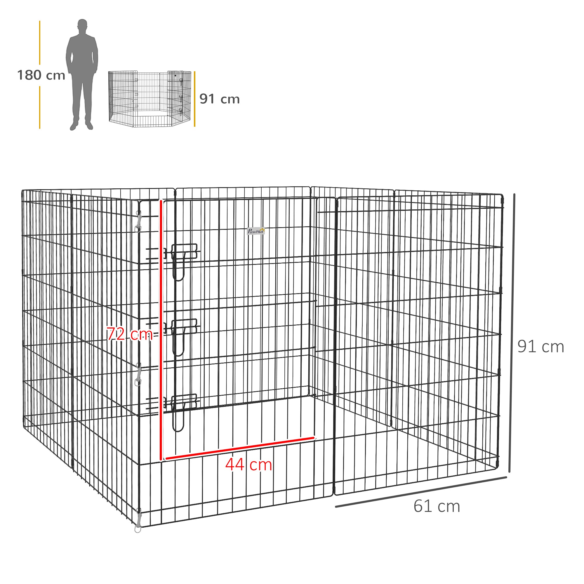 8 Panel DIY Dog Pen with Door, for Dogs, Small Animals, Indoor/Outdoor Use, 91cm High