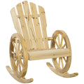 Wooden Adirondack Reclining Rocking Chair Outdoor - Natural