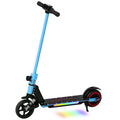 Folding Electric Scooter for Kids 6-14 with Dual Brakes, Front Suspension & LED Lights - Blue