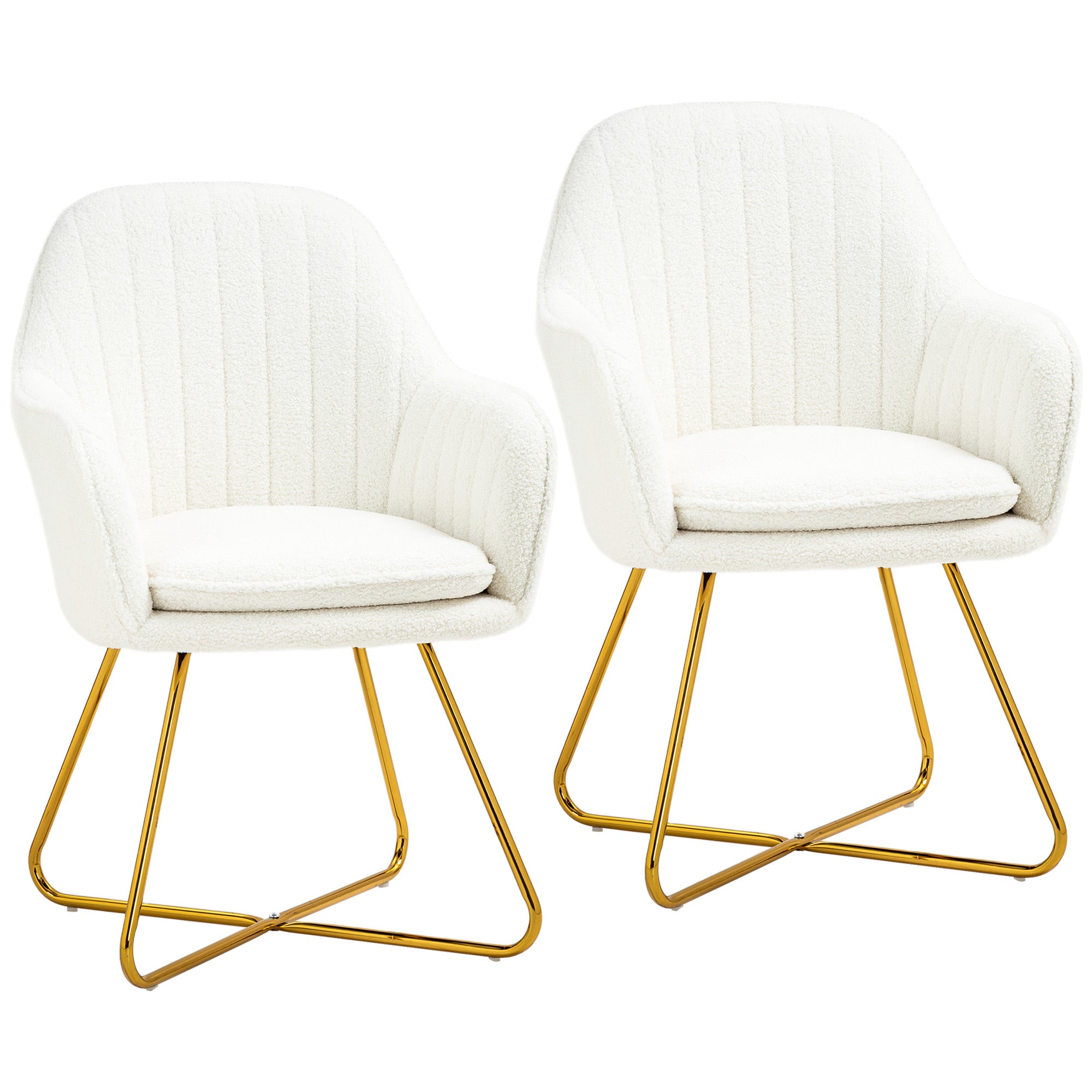 Set of Two Sherpa Fleece Dining Chairs - Cream