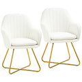Modern Tufted Cashmere Accent Chair Set of 2 with Cross Steel Legs - Cream White