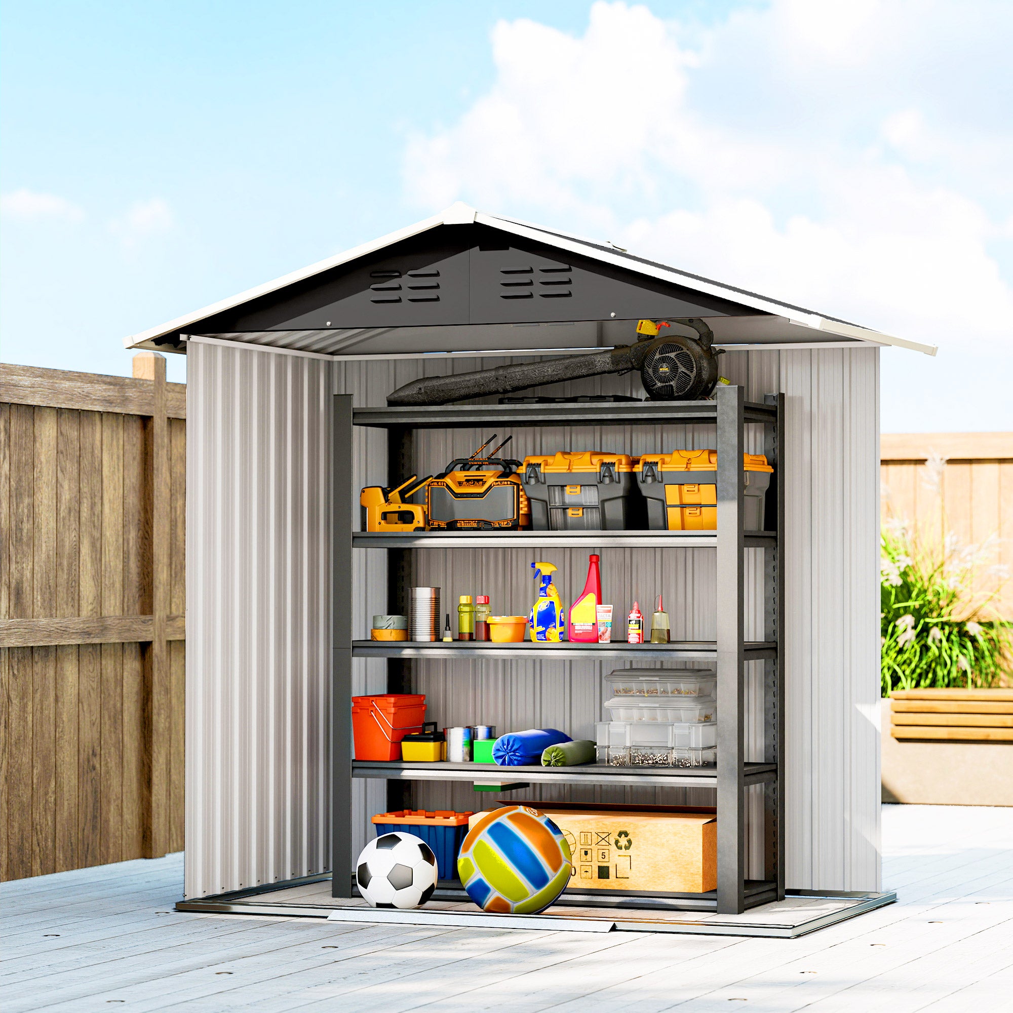 6.5 x 3.5ft Metal Garden Storage Shed - Dark Grey