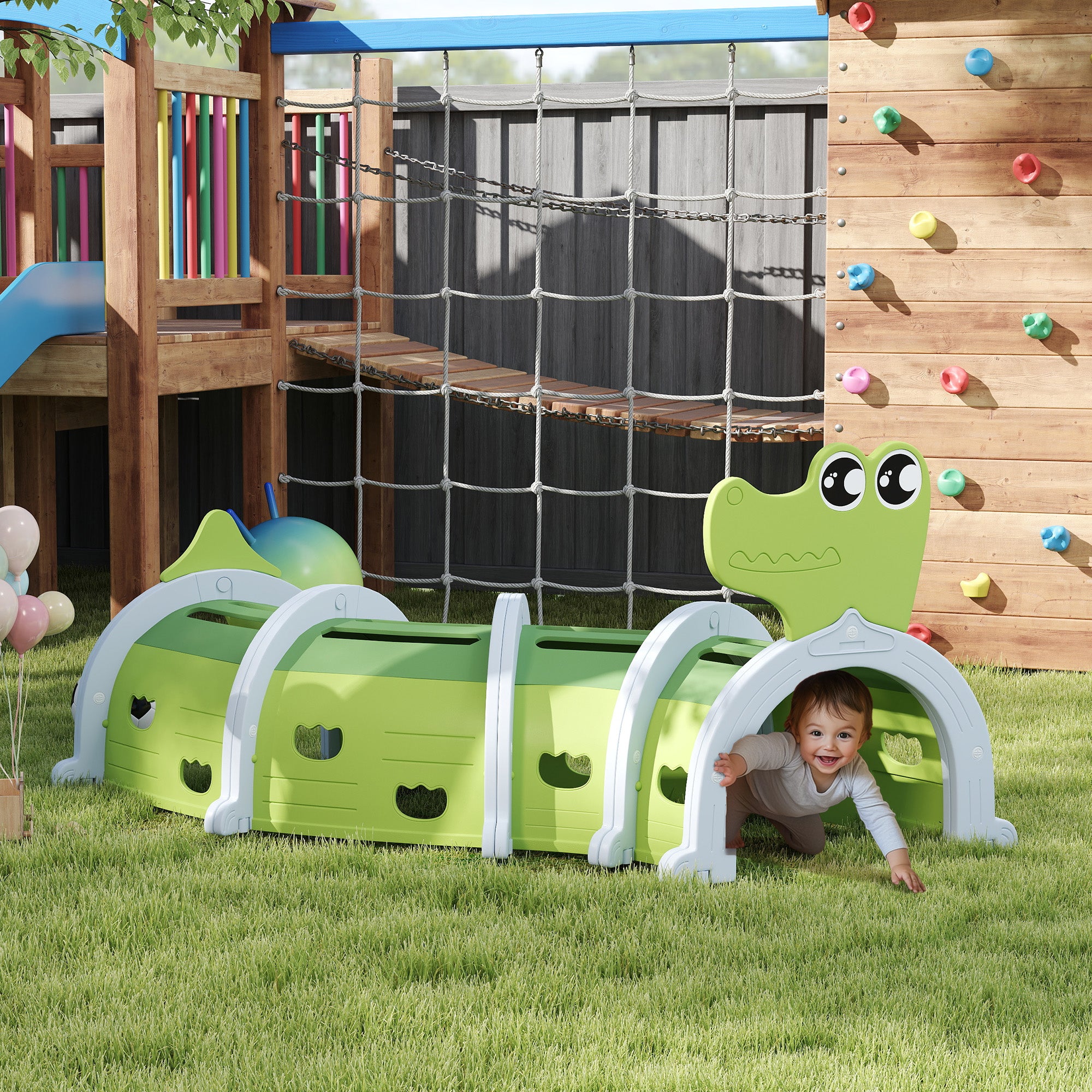 Crocodile Design Kids Play Tunnel for Ages 3-6 Crawl and Climb