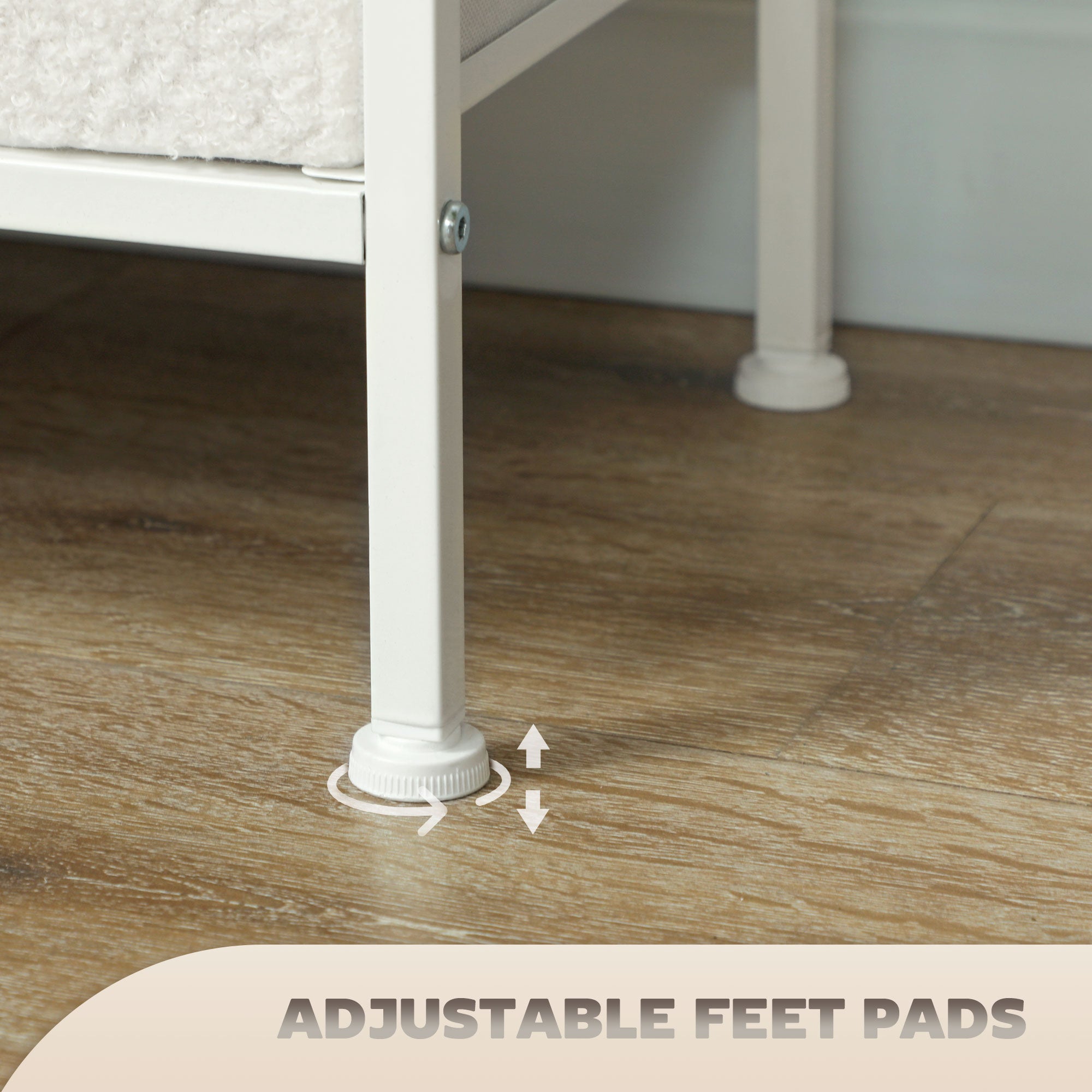 Boucle Chest of Drawers 8 Fabric Drawers with Charging Station 2 USB 2 AC Ports - Cream White