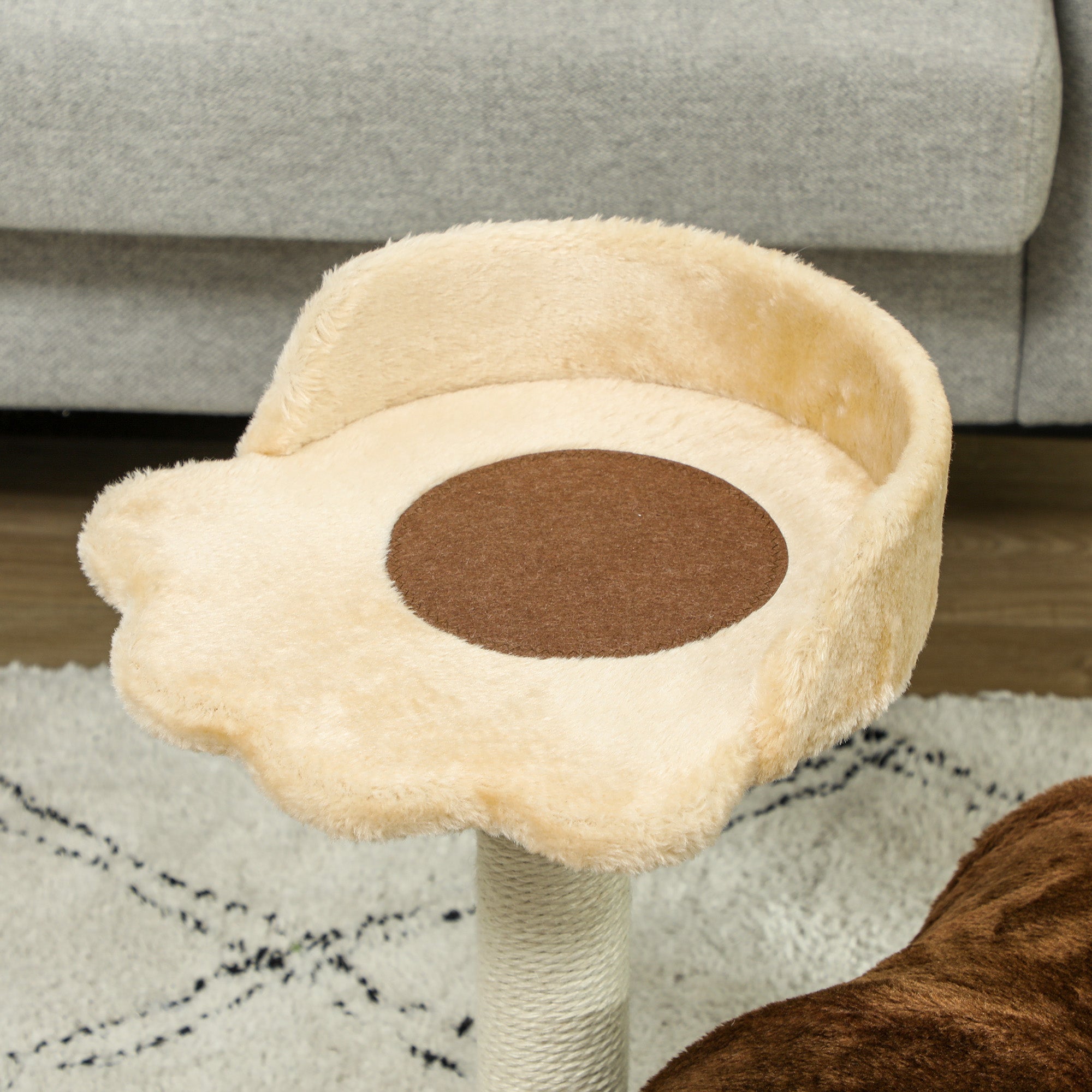 47cm Small Cat Tree w/ Scratching Post, Bed, Cat Tunnel, Toy Ball, Dark Brown