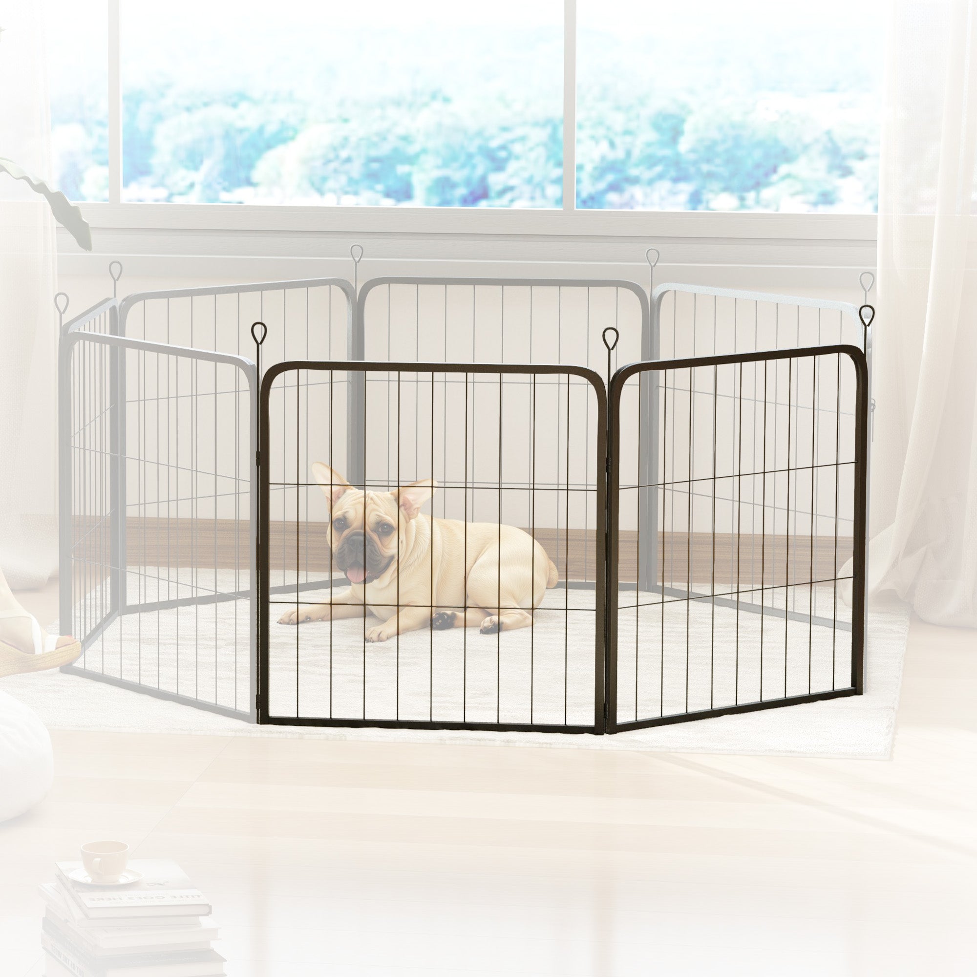 2 Piece Dog Pen Expansion Pack for 60cm High Animal Pen with 3 Connecting Stakes