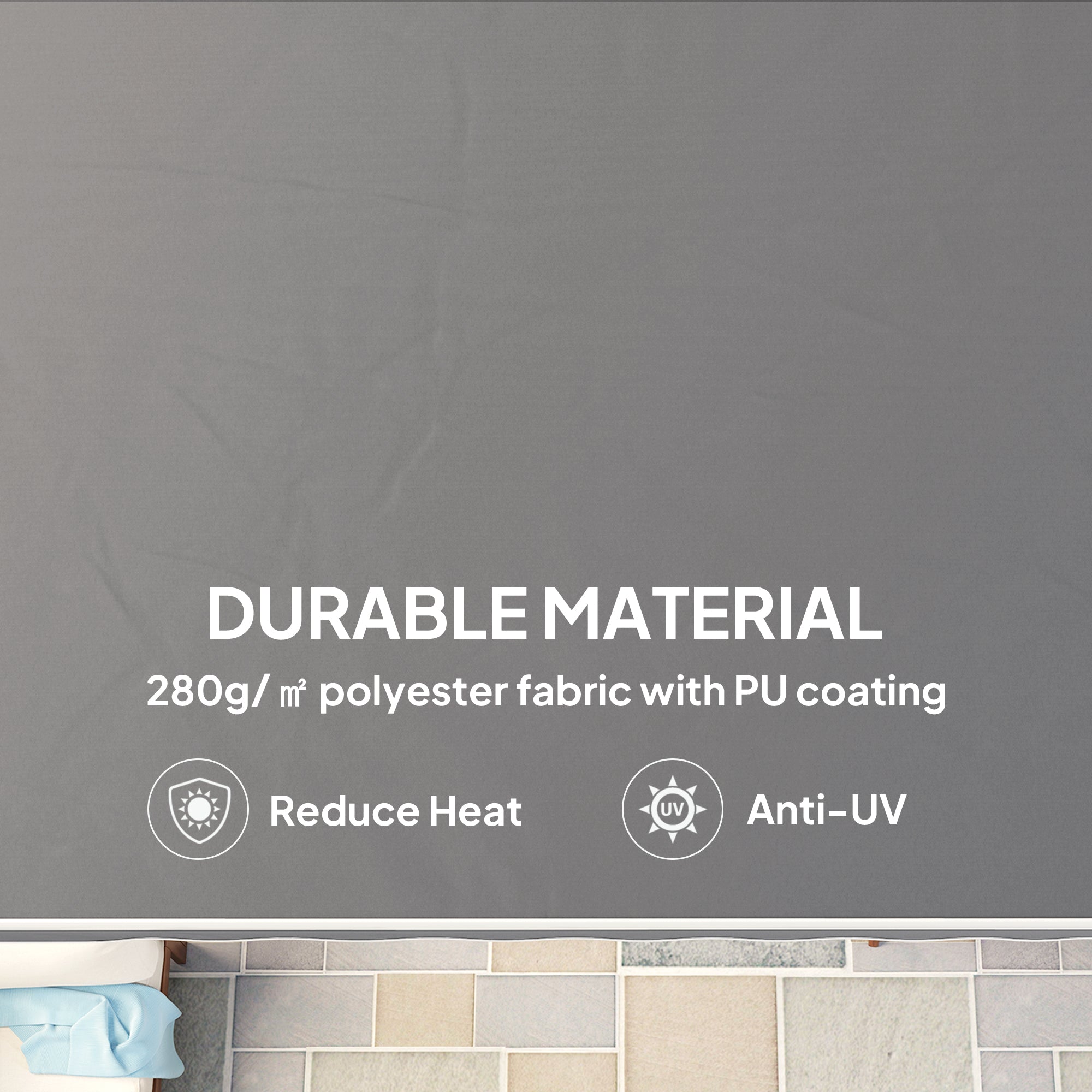 2.5 Metre Manual Retractable Awning Set with Aluminium Frame - Dark Grey