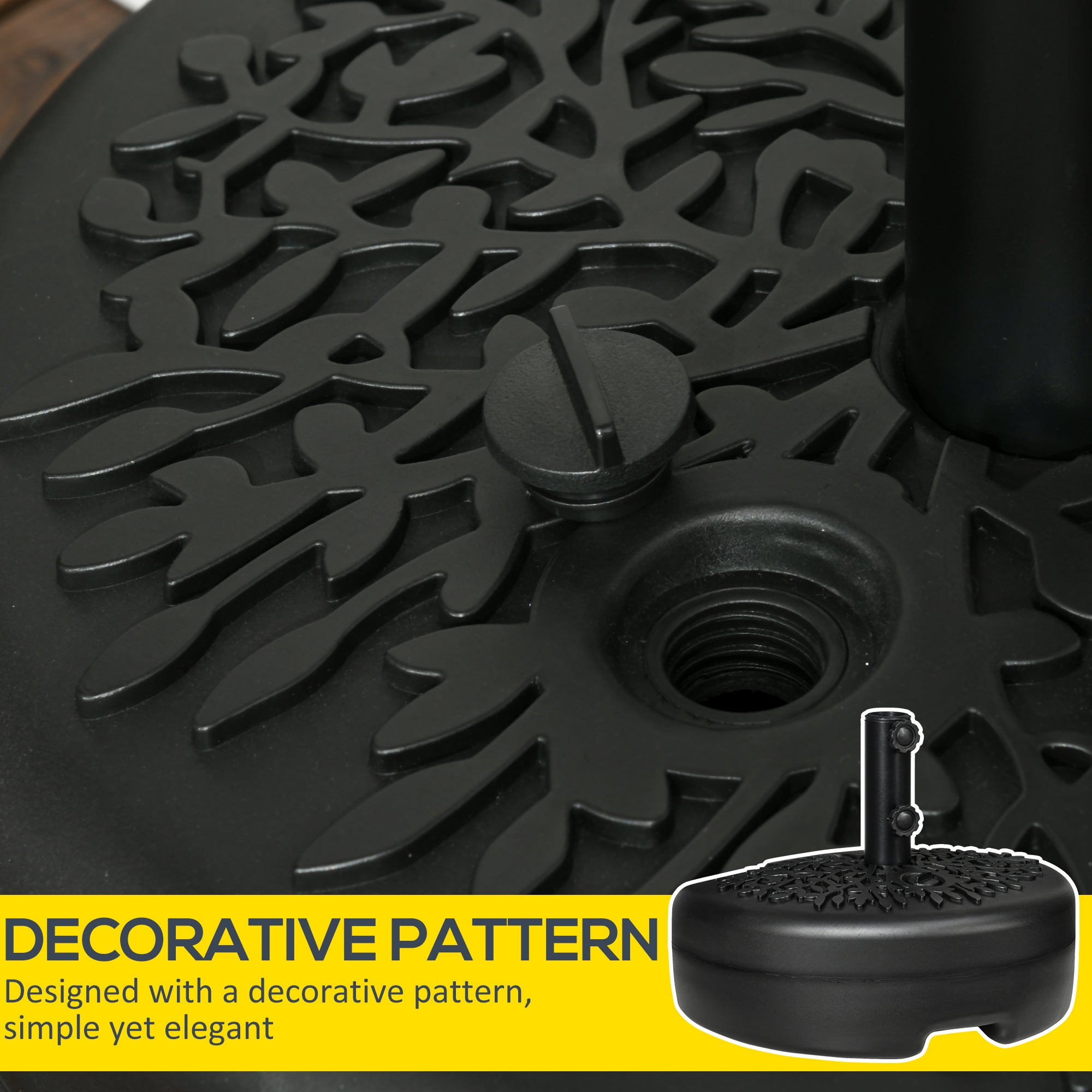 Fillable Half Parasol Umbrella Base with Metal Pole - Black