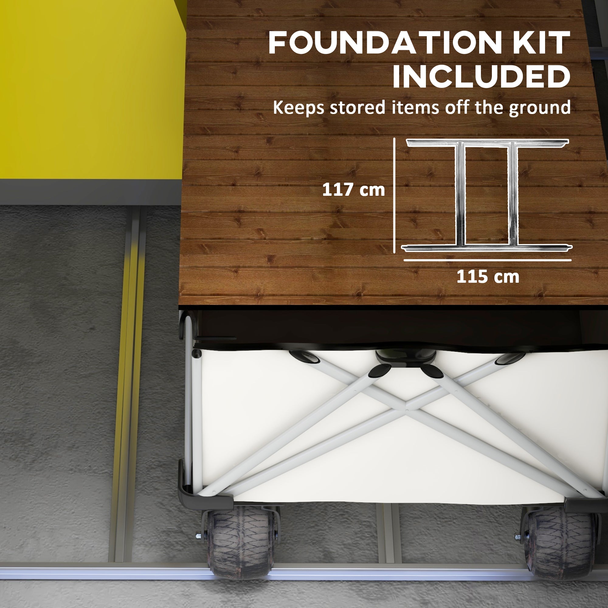 4.4ft x 6.2ft Aluminium Frame and Plastic Wall Shed, with Foundation - Grey