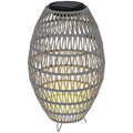 Rattan Solar Garden Lantern with Auto On/Off - Light Grey
