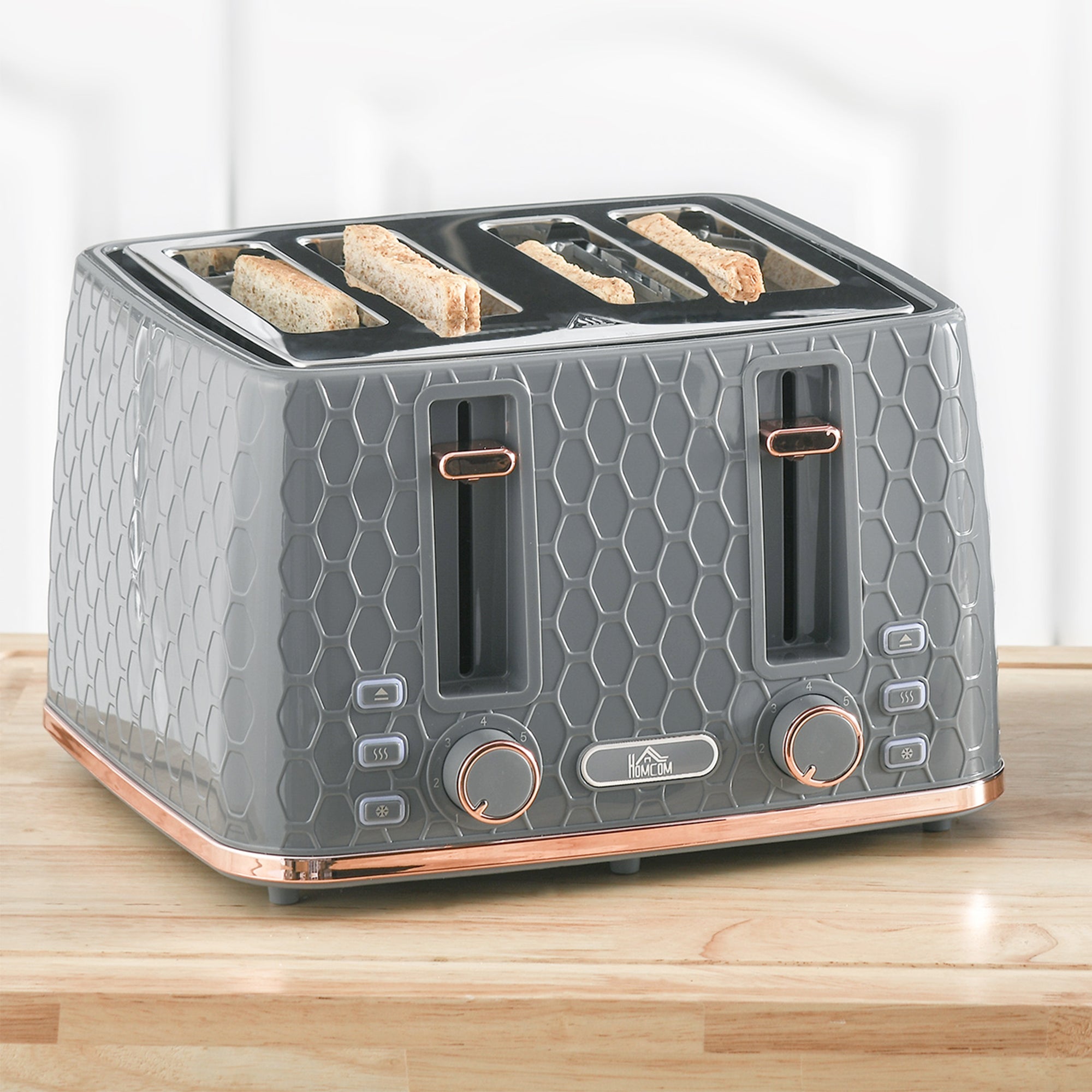 Four-Slice Honeycomb Toaster - Grey