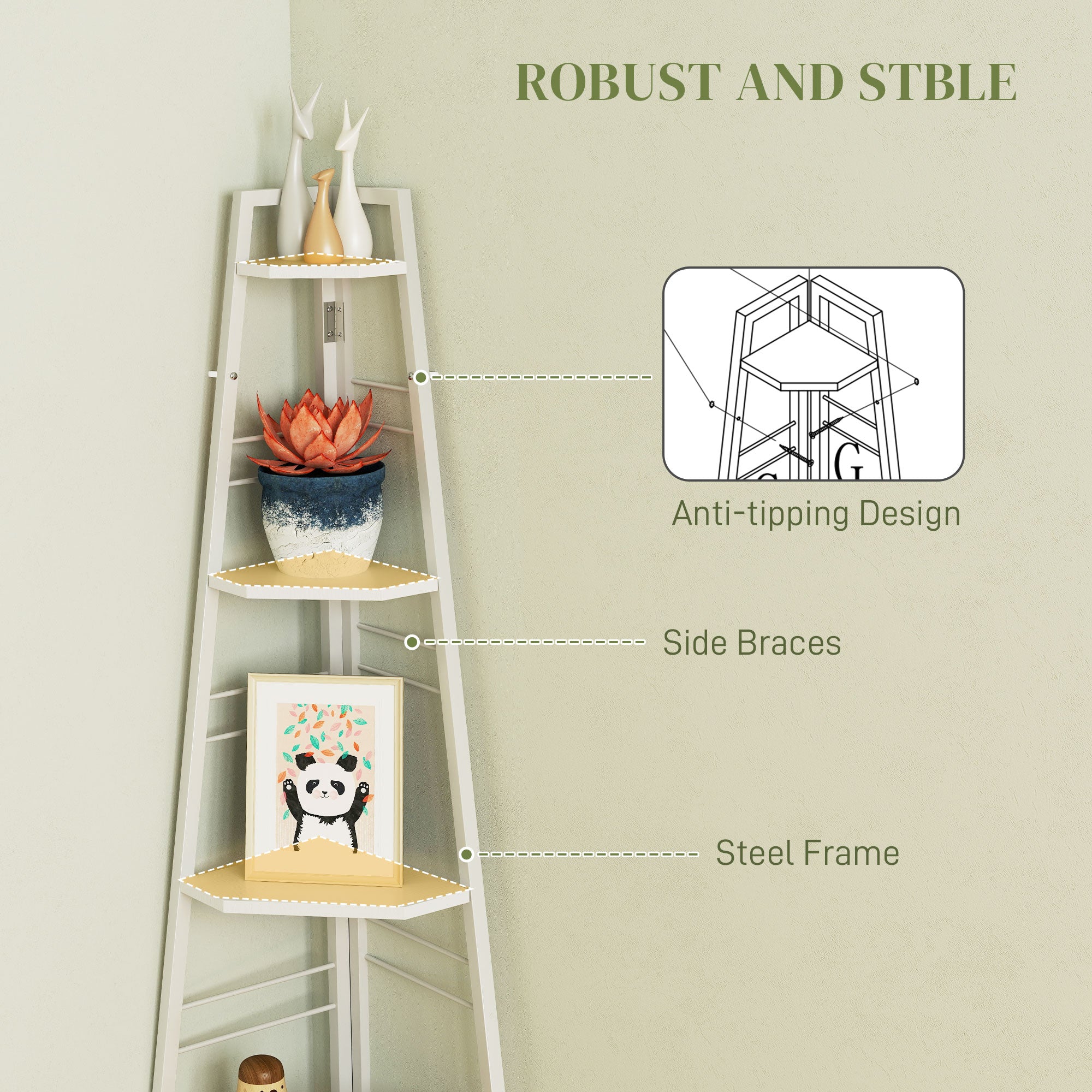 Five-Tier Corner Shelf - White