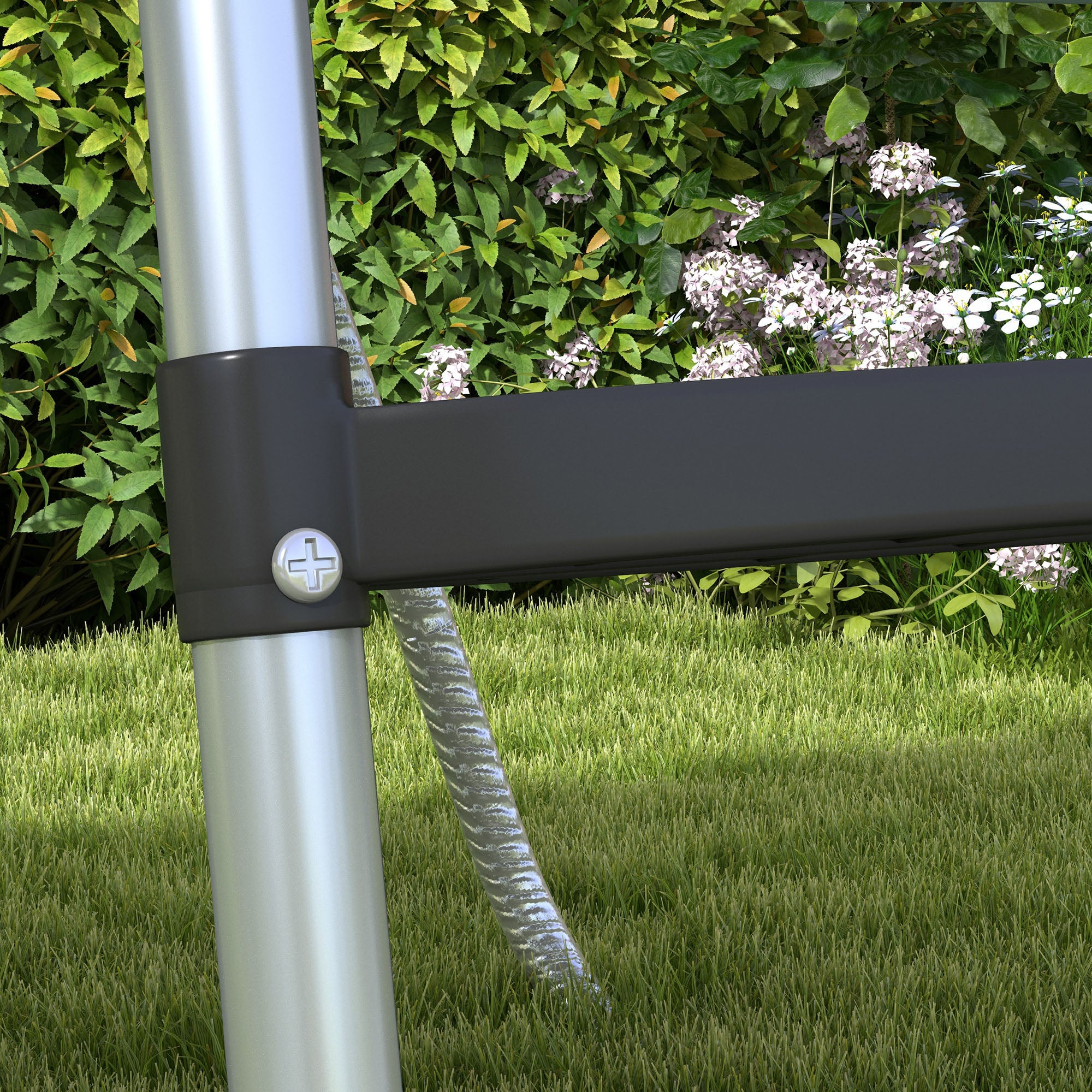 Galvanised Steel Trampoline Ladder, 2 Steps/3 Steps Outdoor Trampoline Accessories for 6ft, 8ft, 10ft, 12ft, 13ft, 14ft, 16ft Trampoline, 97L x 32Wcm, Silver Tone