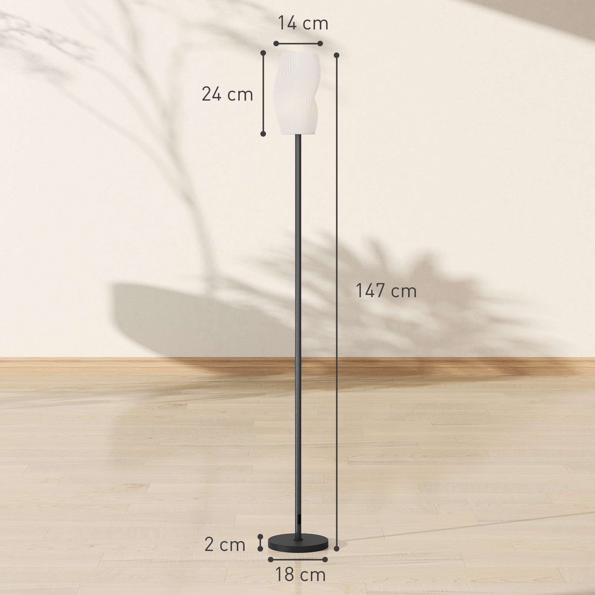 Floor Lamp for Living Room, 3D Printed Modern Standing Lamp with Flowing Curved Shade & Foot Switch, Minimalist Tall Pole Lampshade for Bedroom, Office, E27 Holder without Bulb (25W Max), White