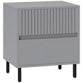 Simple Line Two-Drawer Bedside Table with Indented Design - Grey