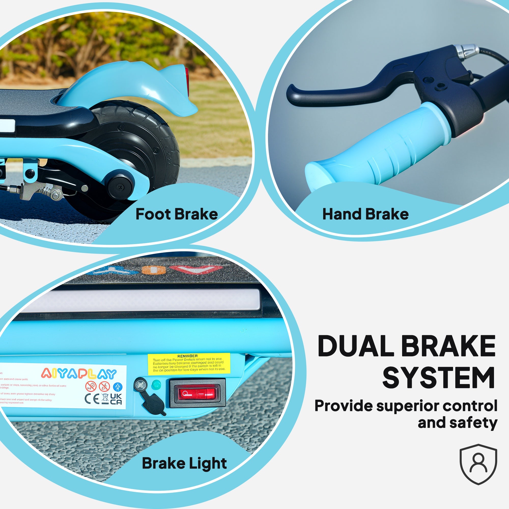 Kids Electric Scooter with Dual Brakes, Flashing Wheels & Colourful Lights, 12 KM/H, 10 KM Range - Blue