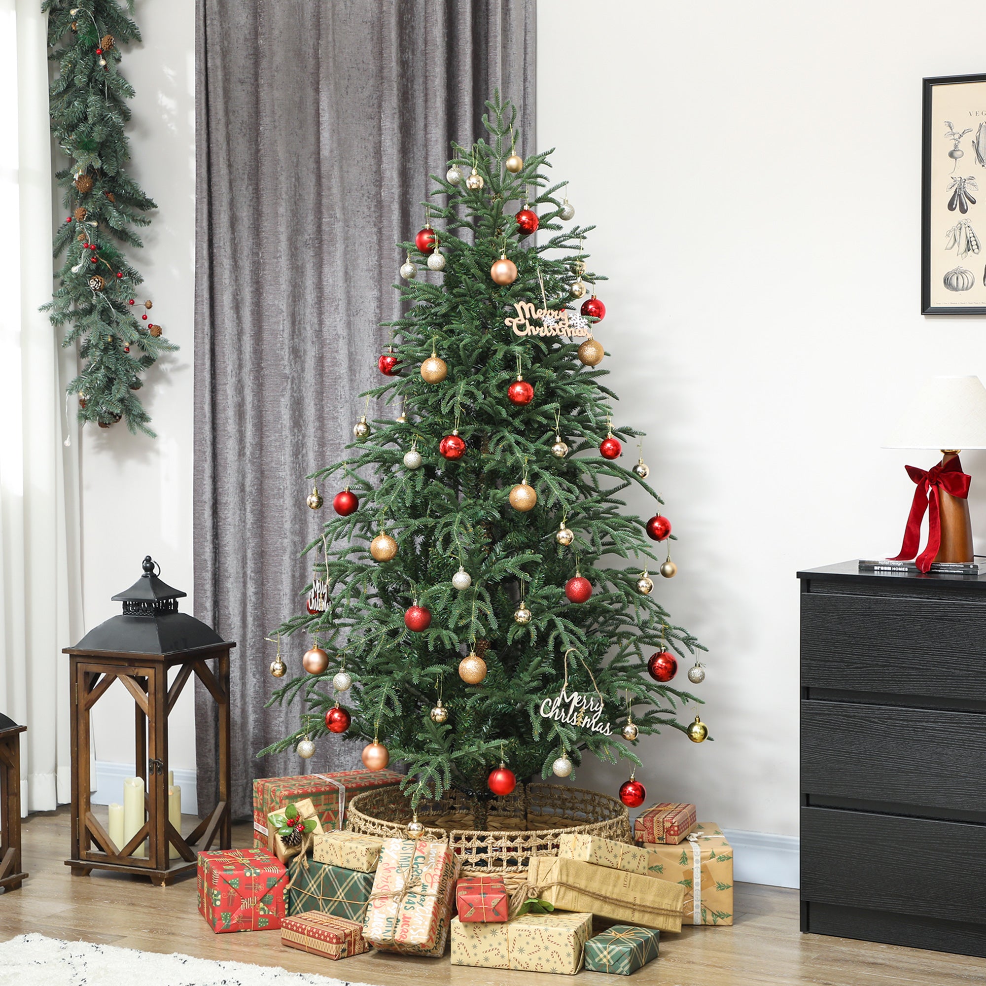 6 ft Full Spruce Christmas Tree with Realistic Dense Tips, Easy Assembly - Green