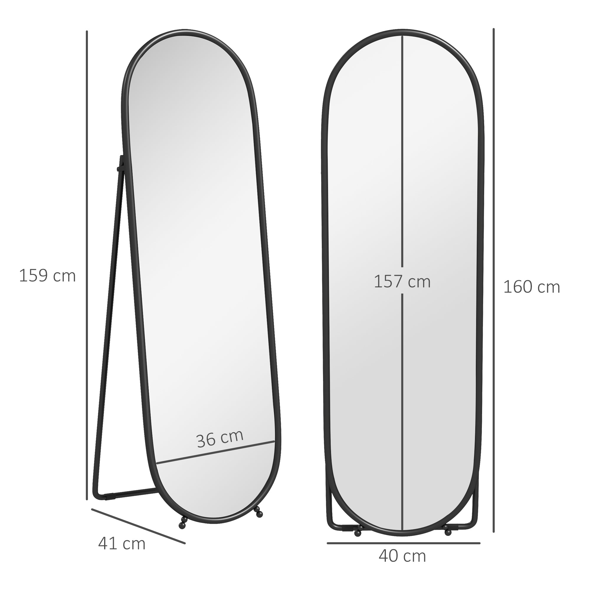 Two-Way Curved Full Length Mirror - Black