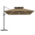 Multi-Angle LED Light Parasol Umbrella - Khaki