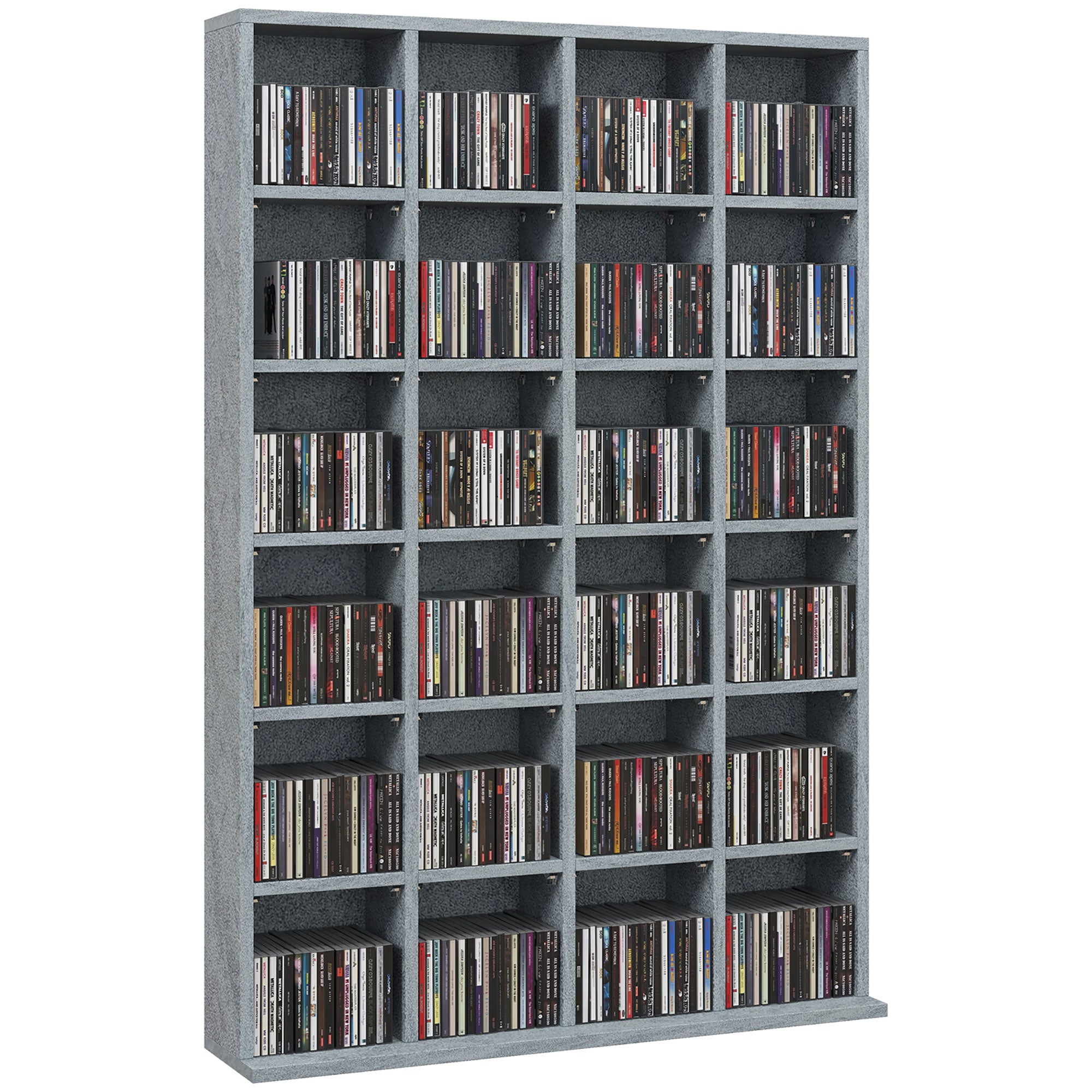 CD Storage Unit with Adjustable Shelves, 89 x 130.5 cm, Cement Grey