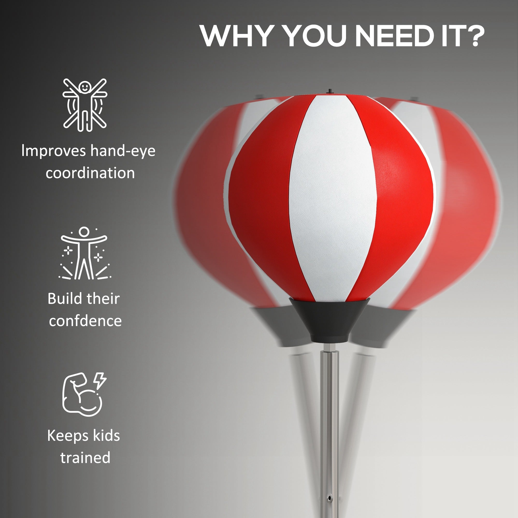 Punching Bag with Stand, Free Standing Boxing Set, Speed Bag with Speedball Adjustable Height from 126cm to 144cm for Teens, Red