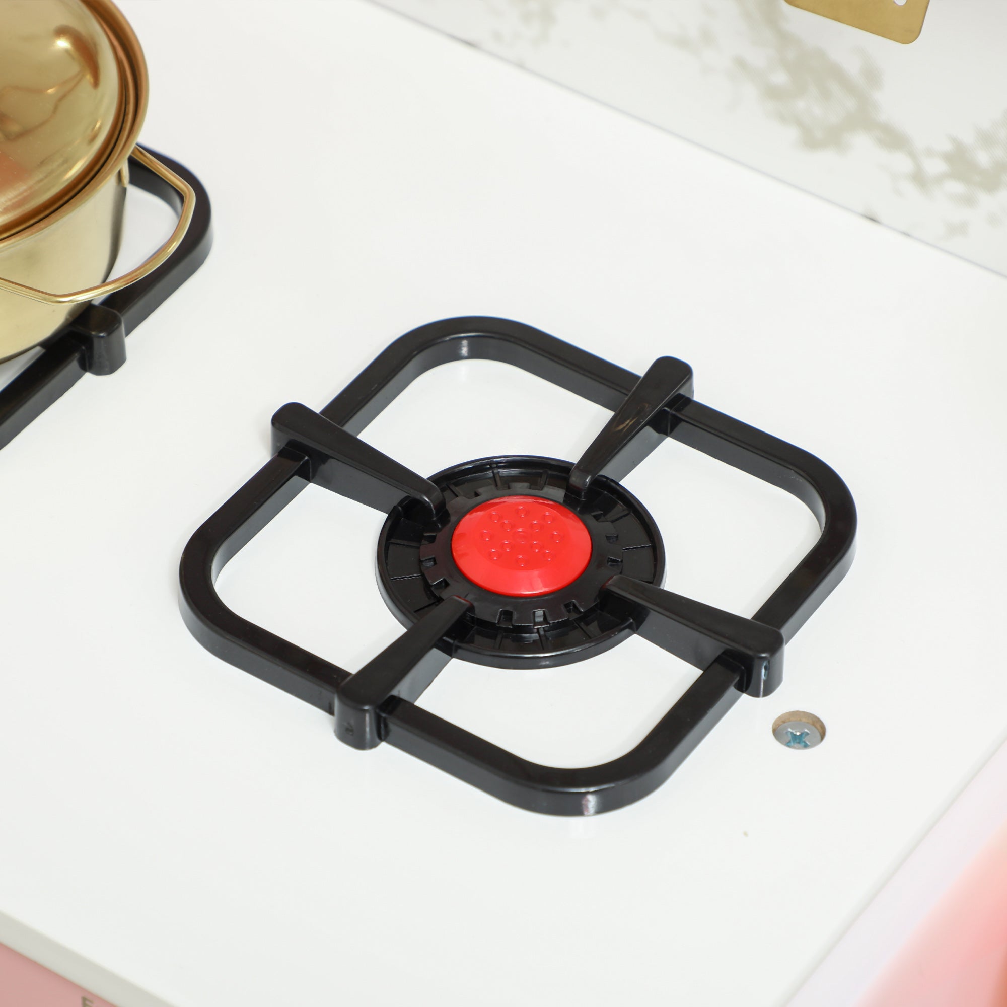 Kitchen Playset with Pretend Play Cooking Accessories, Play Kitchen with Oven, Microwave and Sink, Pink
